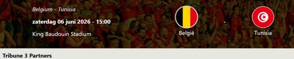 Ticket België - Tunesië, Tickets en Kaartjes, Losse kaart, Eén persoon, Juni