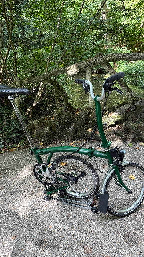 Brompton M6R groene bagagereklamp met 6 versnellingen, Ophalen, Brompton, 14 tot 16 inch, Versnellingen
