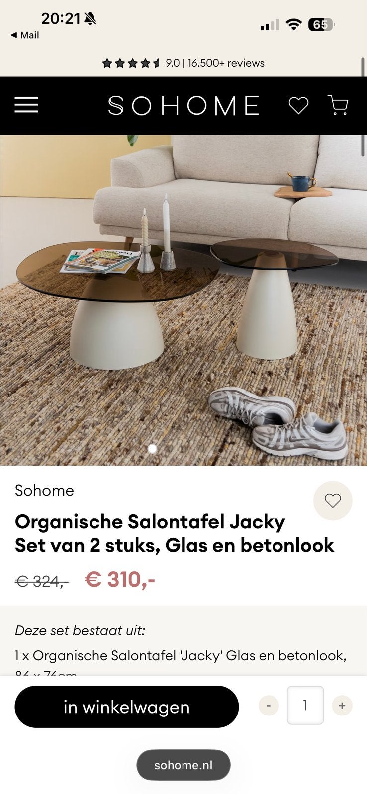 Ensemble de 2 tables à café Jacky Organic, verre en vrac, 50 à 100 cm, Comme neuf, Verre, Enlèvement