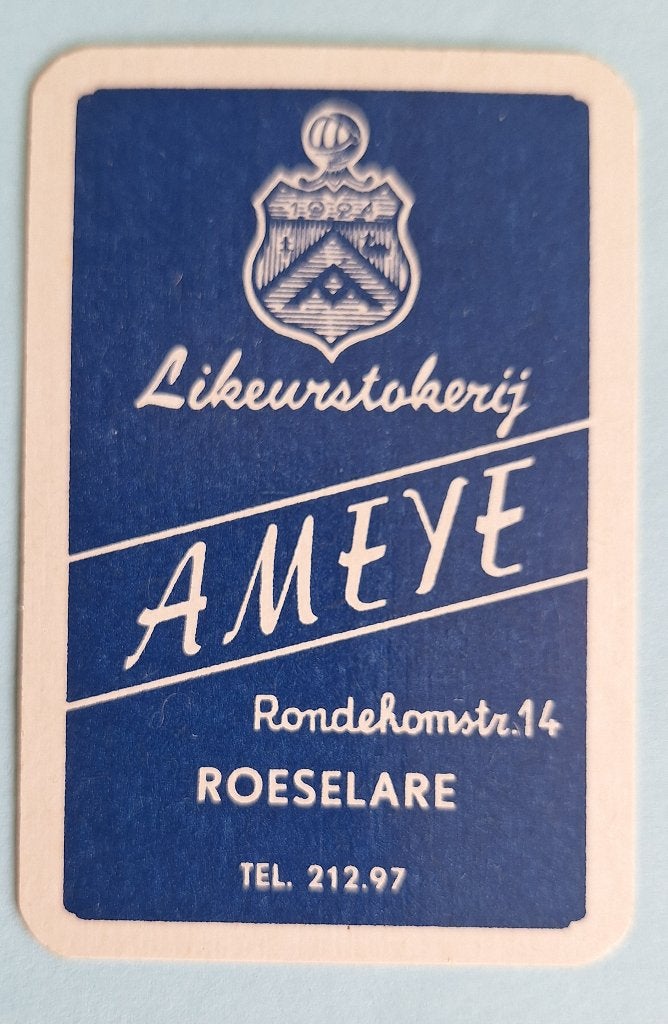 Carte à jouer Liqueur Distillery Ameye_Roeselare_Blauw_312, Enlèvement ou Envoi, Utilisé, Carte(s) à jouer