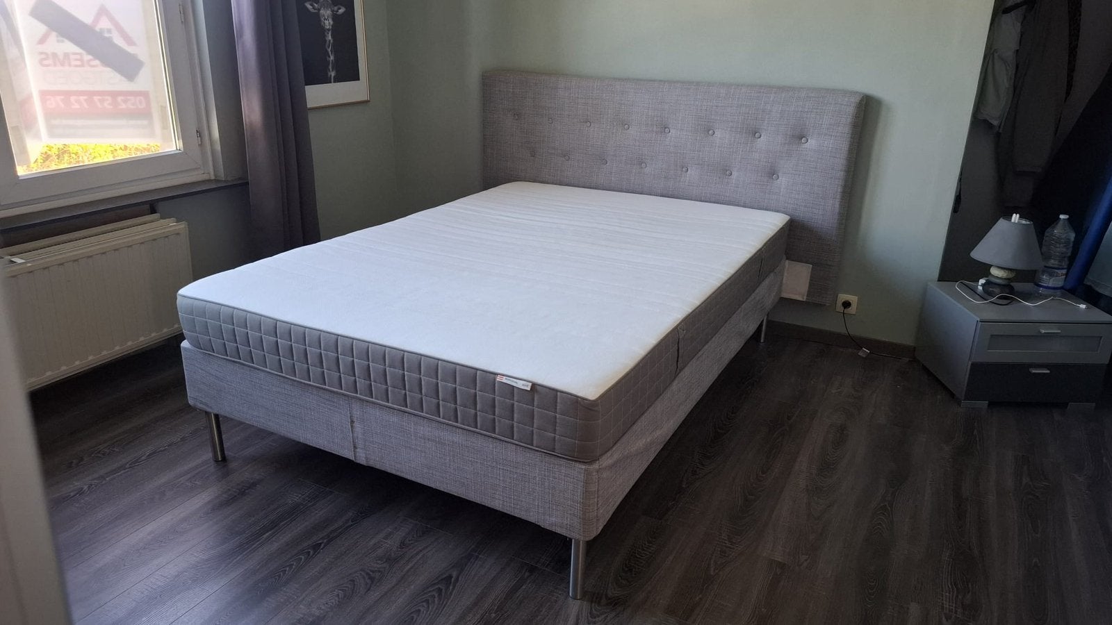 Boxspring bed 140x200 cm – grijs, modern en comfortabel
