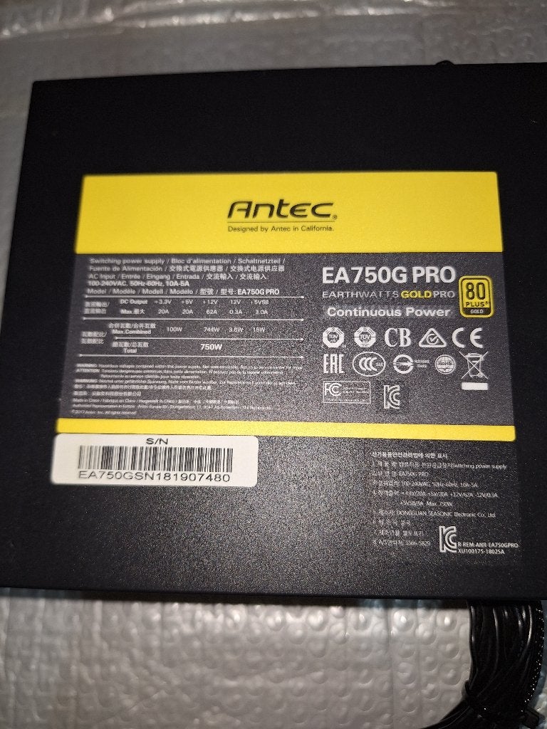 Alimentation PC ANTEC EA 750G PRO, Computers en Software, Ophalen of Verzenden, Zo goed als nieuw