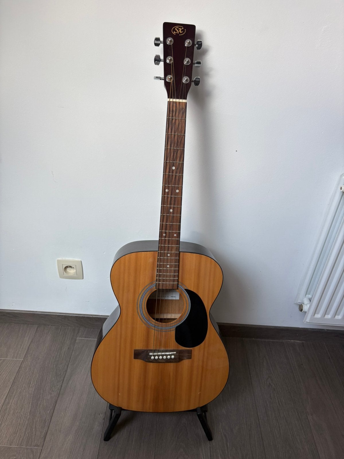 SX SD2-NA Natural akoestische gitaar + hoes + standaard, Enlèvement, Comme neuf, Guitare Western ou Guitare Folk