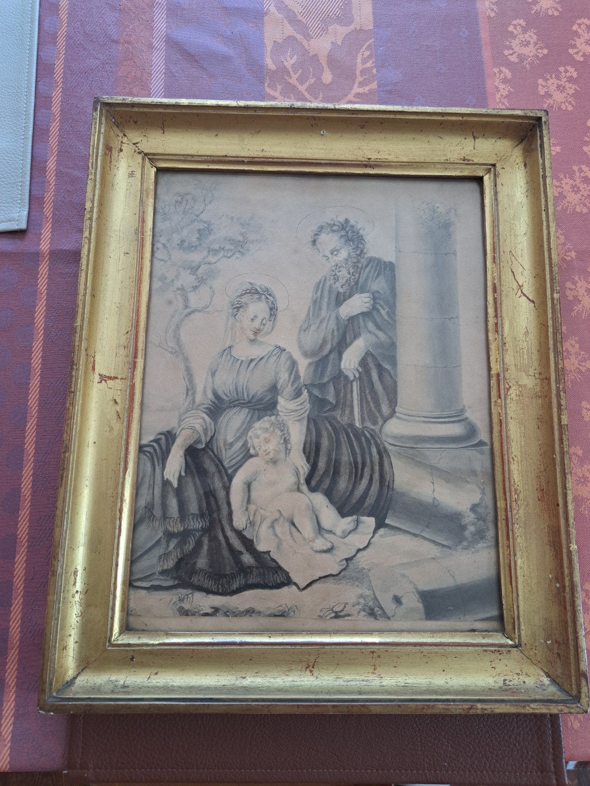 Lithôgraphie ou gravure religieuse, Antiquités & Art, Sous verre