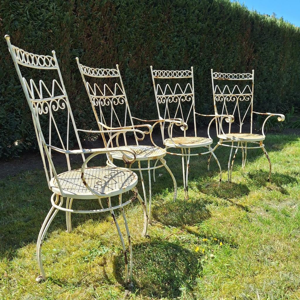 4 gietijzeren tuinstoelen, Enlèvement, Utilisé, Métal