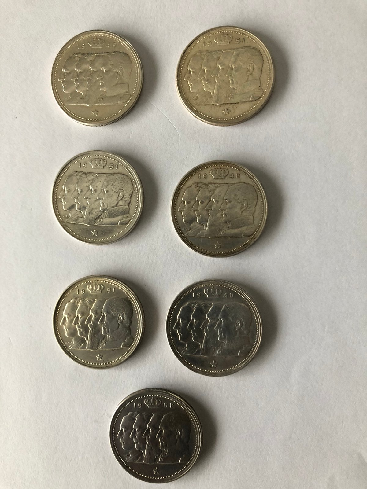 7 prachtige zilveren 100 FR 4 Koningen, Enlèvement ou Envoi, Argent, Monnaie en vrac