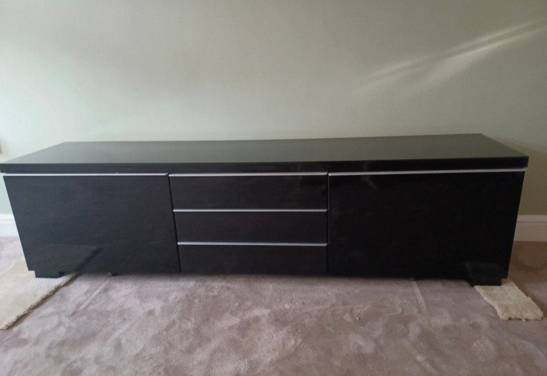 IKEA Besta Burs Black High Gloss TV Stand Unit with Bench Ca, Ophalen