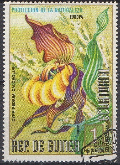 Equatoriaal Guinea - Orchidee Venusschoentje - 1974, Timbres & Monnaies, Timbres | Afrique, Enlèvement ou Envoi, Affranchi