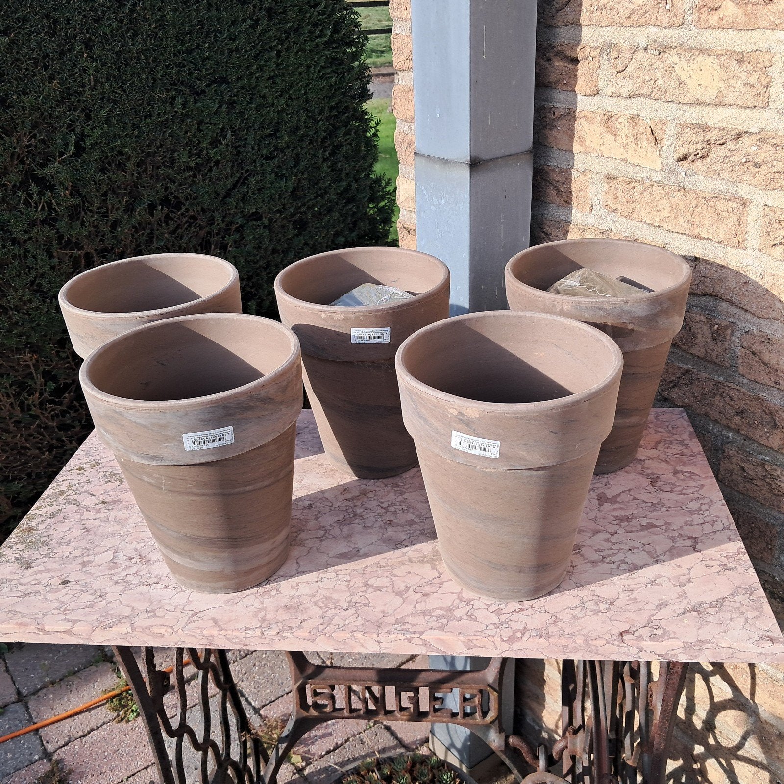 20 stenen bloempotten, Ophalen, Rond, Nieuw, Terracotta