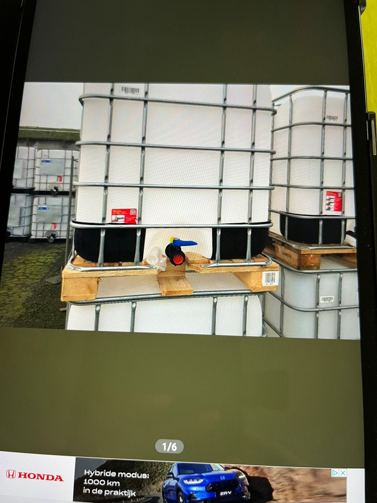 Ibc container op houten pallet 35 euro, Enlèvement, Comme neuf