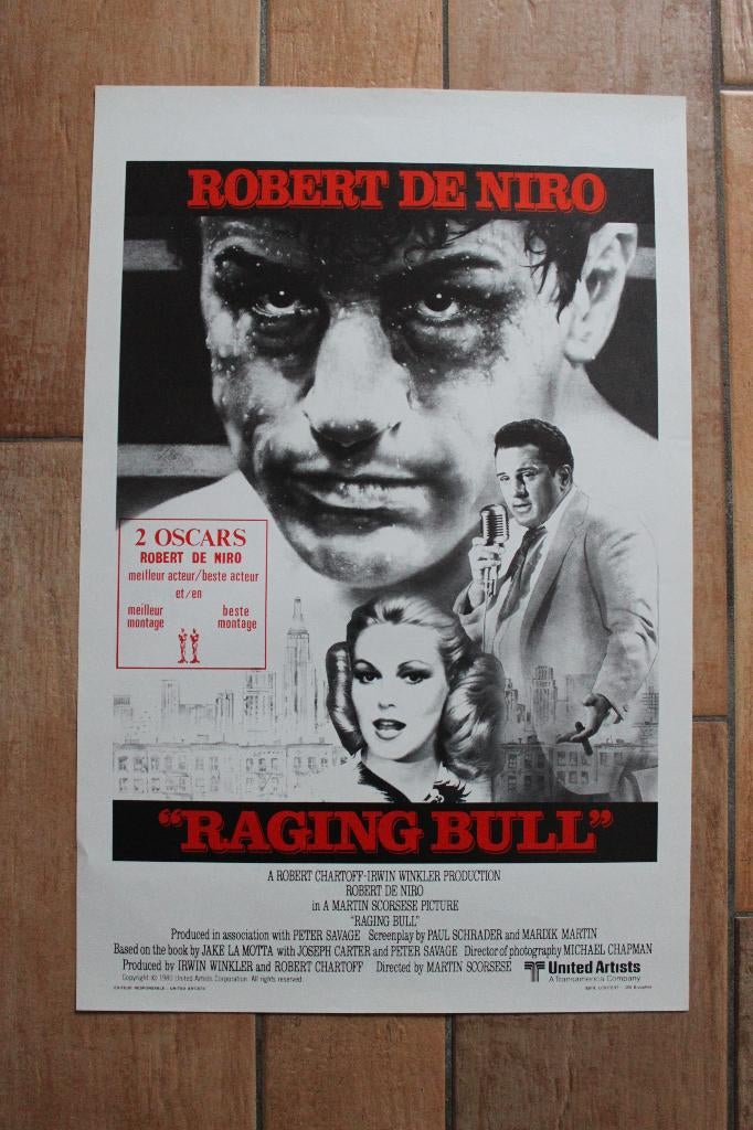filmaffiche Raging Bull 1980 Robert De Niro filmposter, Verzamelen, Rechthoekig Staand, Ophalen of Verzenden, Zo goed als nieuw