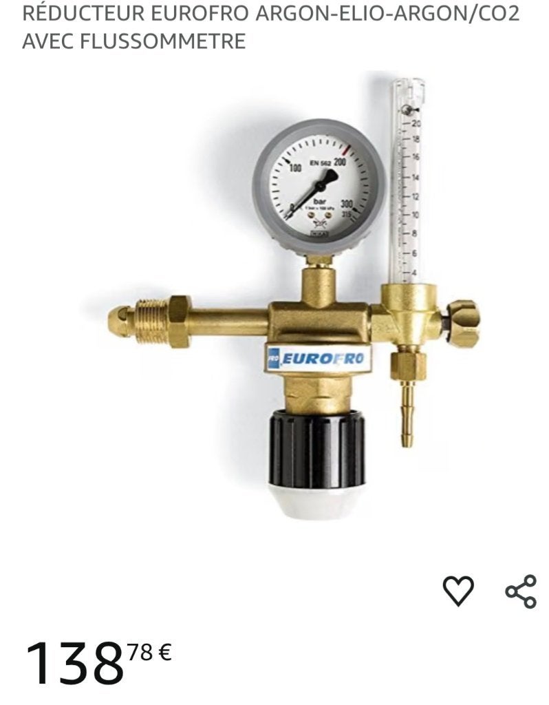 Reducteur Argon-elio-argon/Co2 avec flussometre, Enlèvement, Neuf