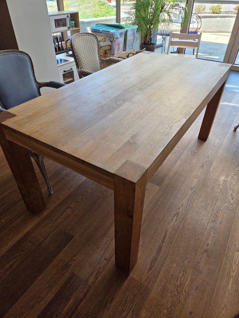 Table bois massif + nappe transparente, Maison & Meubles, Enlèvement, Utilisé, Chêne