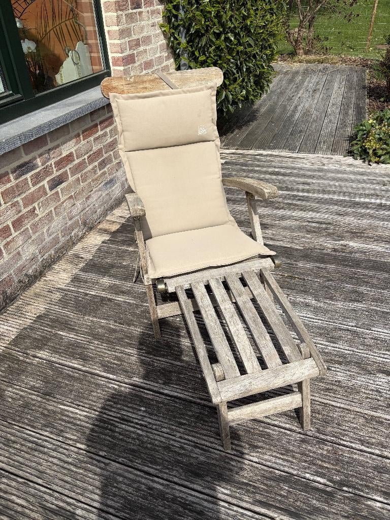 Fauteuil de jardin en TECK chaise longue, Enlèvement, Utilisé, Bois de teck, Réglable