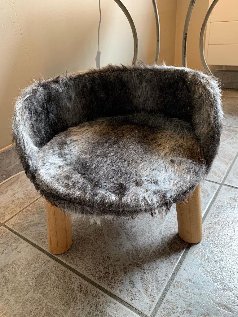 krukje met pels, Huis en Inrichting, Ophalen of Verzenden, Zo goed als nieuw, Hout