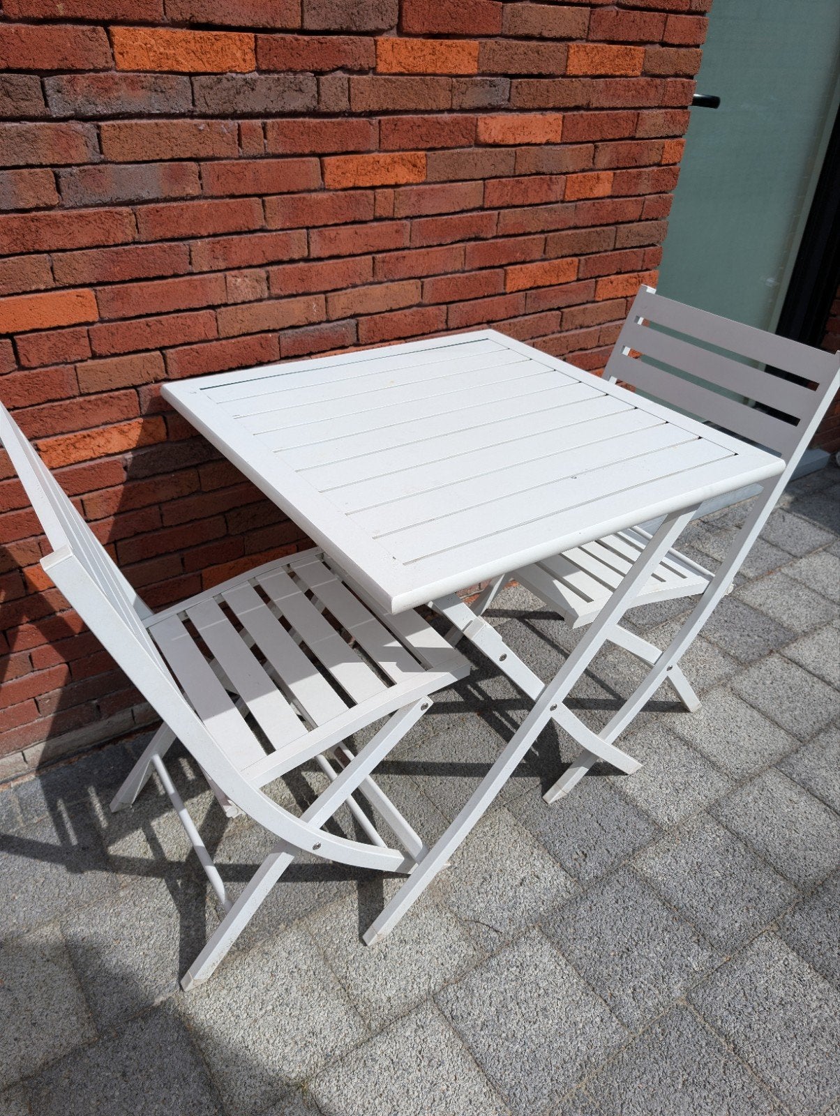 Terras tuin tafel en stoelen wit vinci, Ophalen, Zo goed als nieuw, Aluminium, Inklapbaar