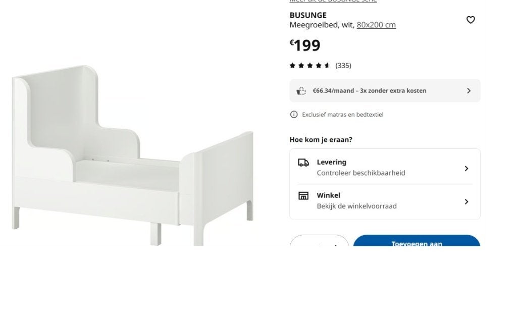 meegroeibed, Lattenbodem, Gebruikt, 70 tot 85 cm, Ophalen of Verzenden