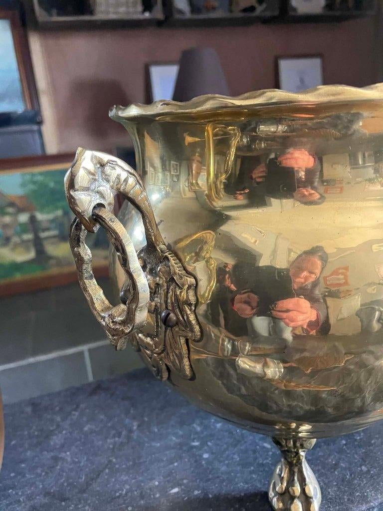 Antieke messing cashepot leeuwenpoten, Antiek en Kunst, Ophalen