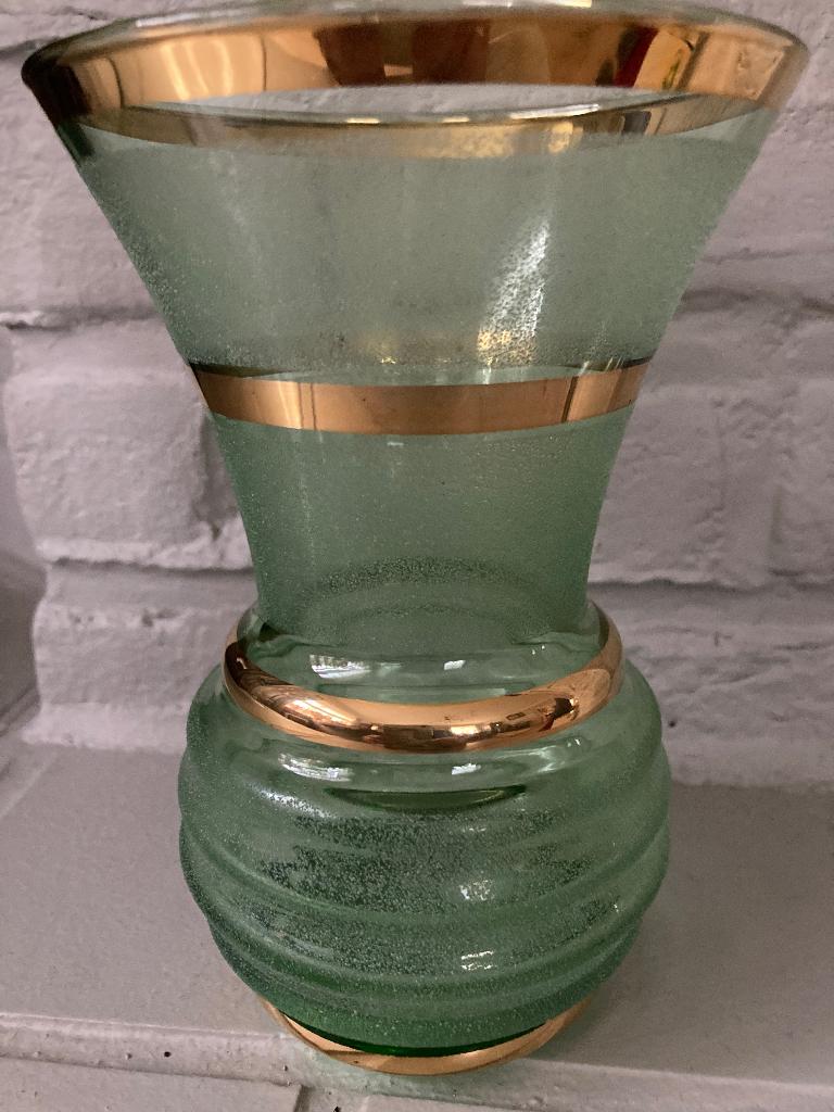 Groen glazen vaas, Huis en Inrichting, Ophalen of Verzenden, Zo goed als nieuw, Groen, Glas