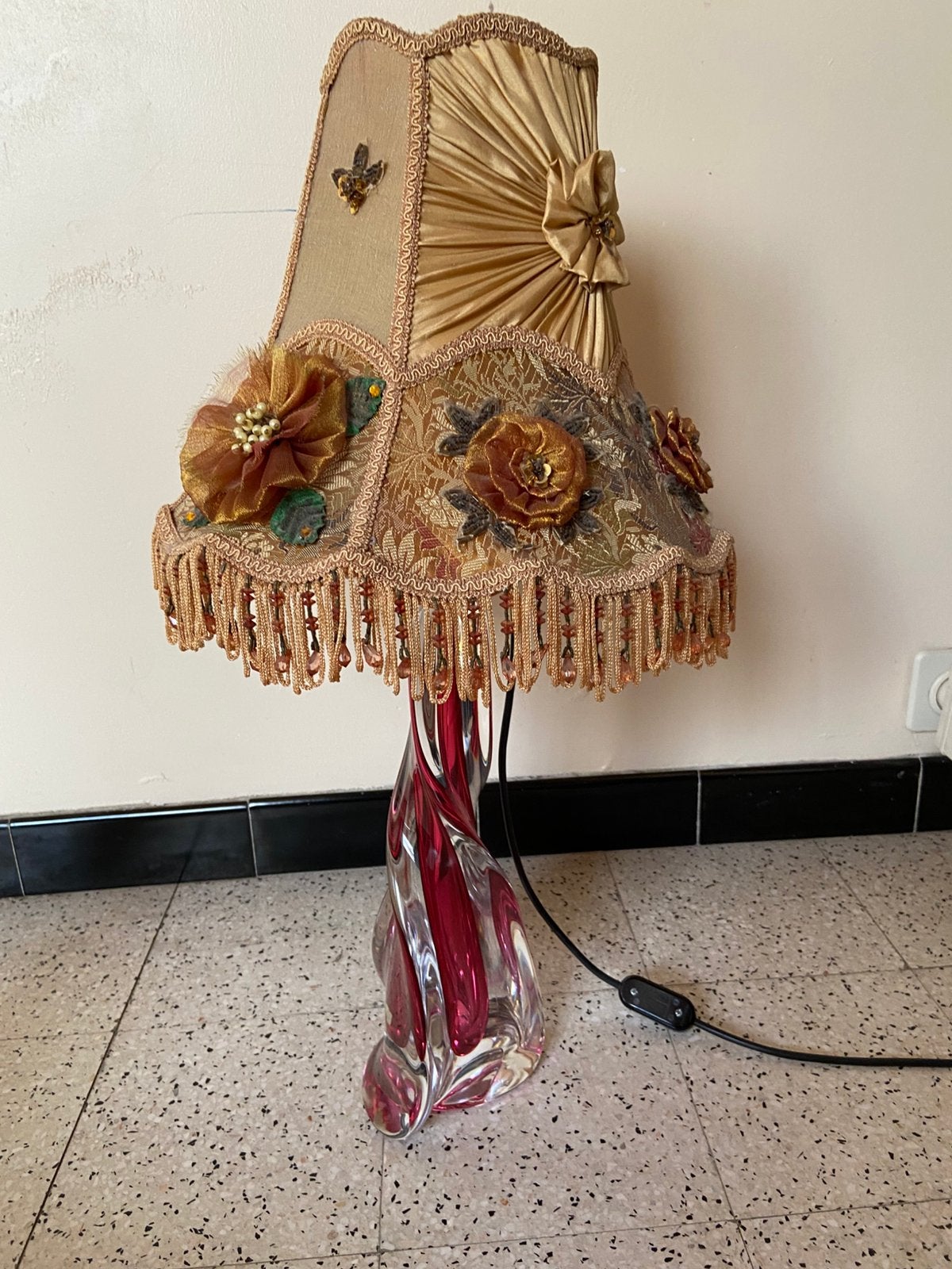 VINTAGE VAL ST LAMBERT LAMP, Ophalen, Gebruikt, Vintage