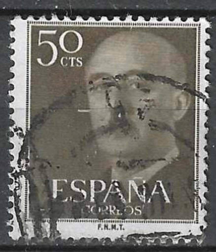 Spanje 1955-1958 - Yvert 860 - Generaal Franco - 50 c. (ST), Postzegels en Munten, Postzegels | Europa | Spanje, Verzenden, Gestempeld