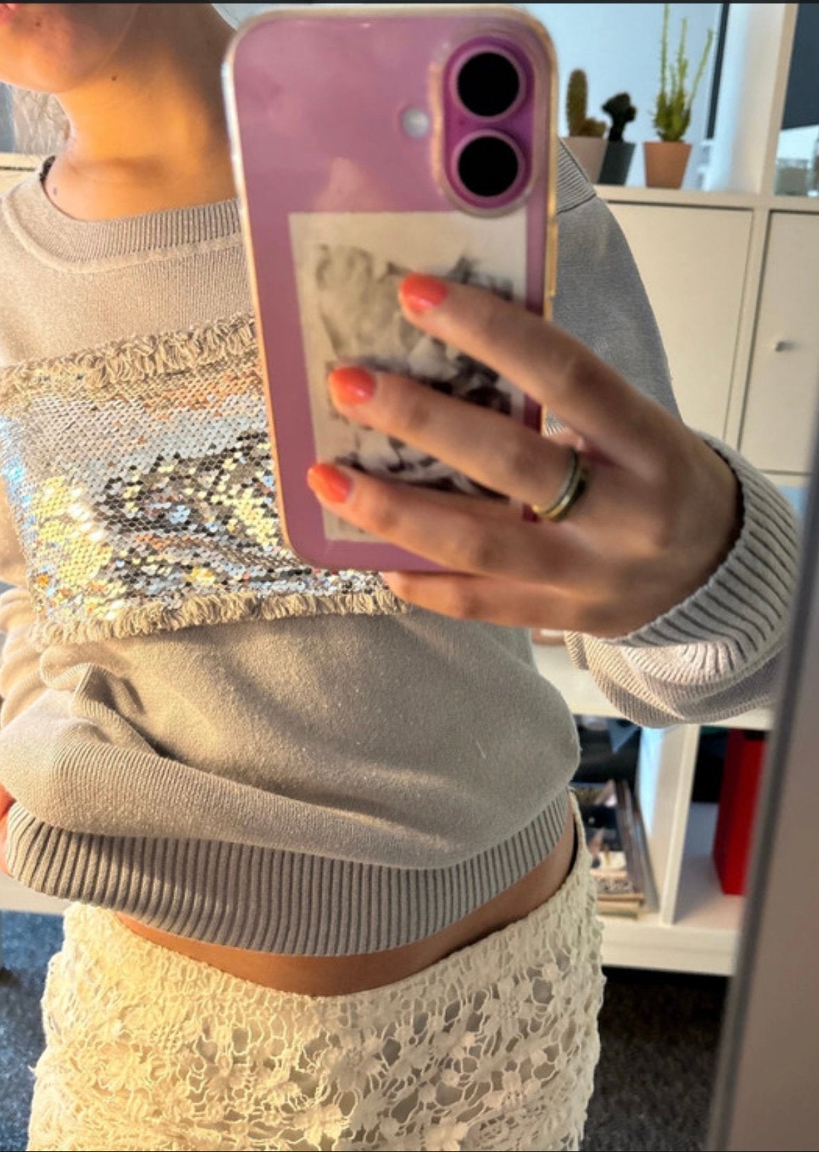 Glitter trui, Enlèvement ou Envoi, Comme neuf, Taille 36 (S), Gris