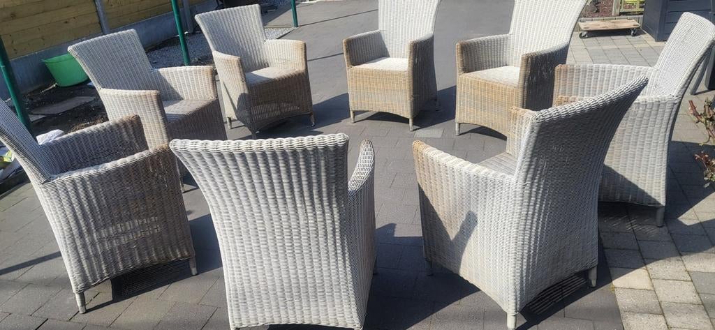 8 wicker tuinstoelen, Tuin en Terras, Ophalen, Gebruikt, Wicker