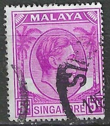 Singapour - Yvert 5 - Roi George VI - 5 p. (ST), Envoi, Affranchi