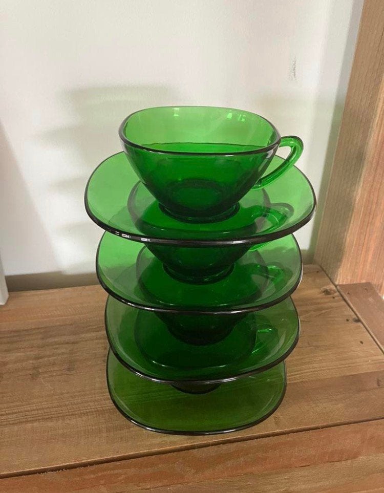 Vereco: vintage set van 4 kopjes en ondertassen, Enlèvement ou Envoi