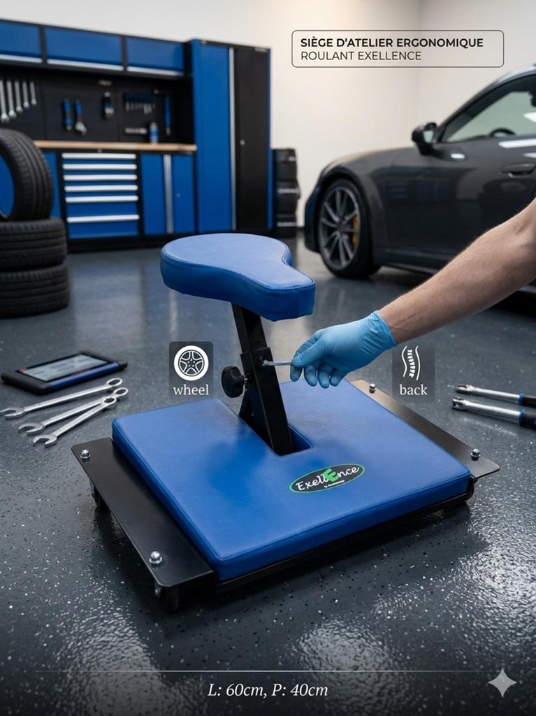 Siège d'Atelier Ergonomique Assis-Genoux sur Roulettes, Enlèvement ou Envoi