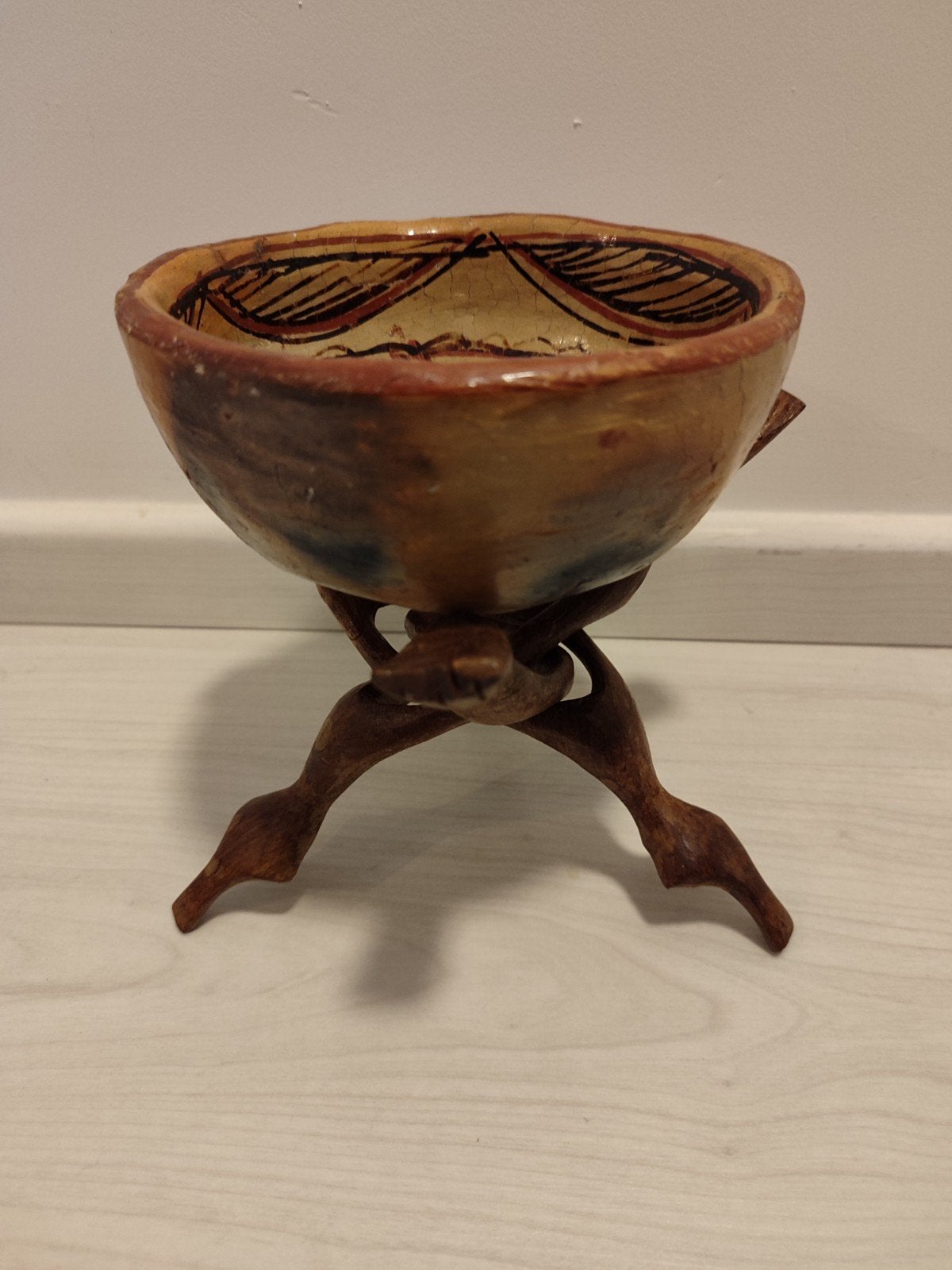 Afrikaanse volkskunst aardewerk keramiek pot op staander, Antiek en Kunst, Ophalen of Verzenden