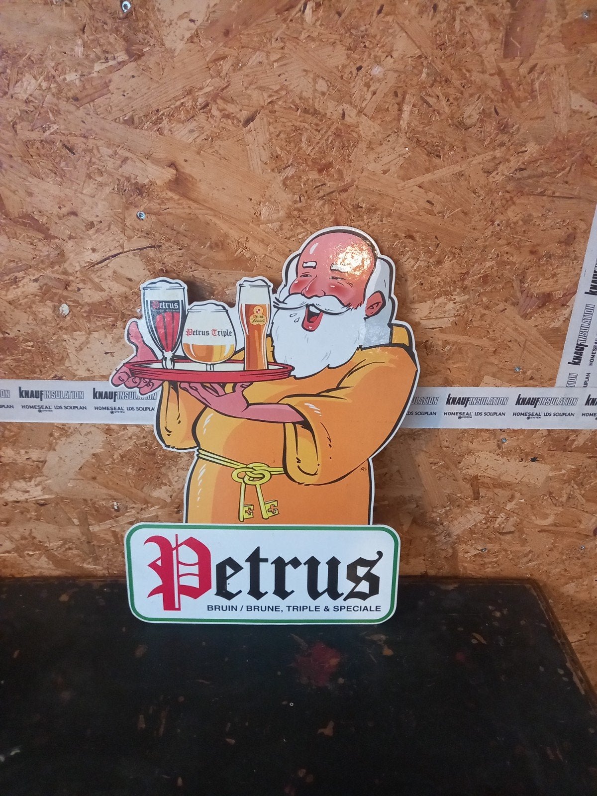 vintage kartonnen bordje Petrus, Verzamelen, Ophalen, Gebruikt, Reclamebord, Plaat of Schild
