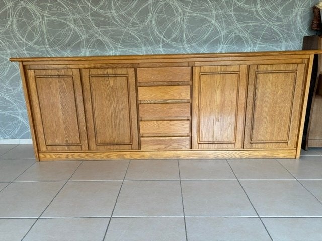 Lang Eiken Dressoir  Massief Hout, Enlèvement, Utilisé, Chêne, Avec tiroir(s)