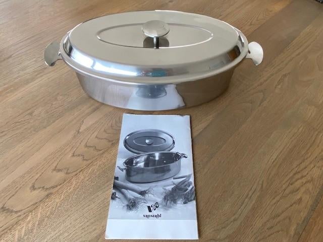 Vanstahl - Marmite ovale en acier inoxydable avec couvercle, Maison & Meubles, Cuisine | Casseroles & Poêles, Comme neuf, Inox