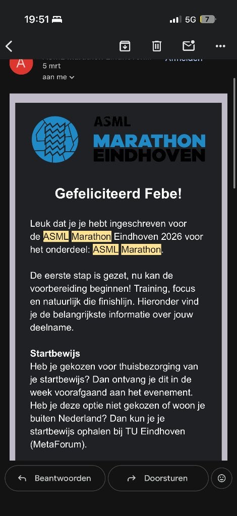 Billet de départ pour le marathon d'Eindhoven, Tickets & Billets, Une personne, Octobre