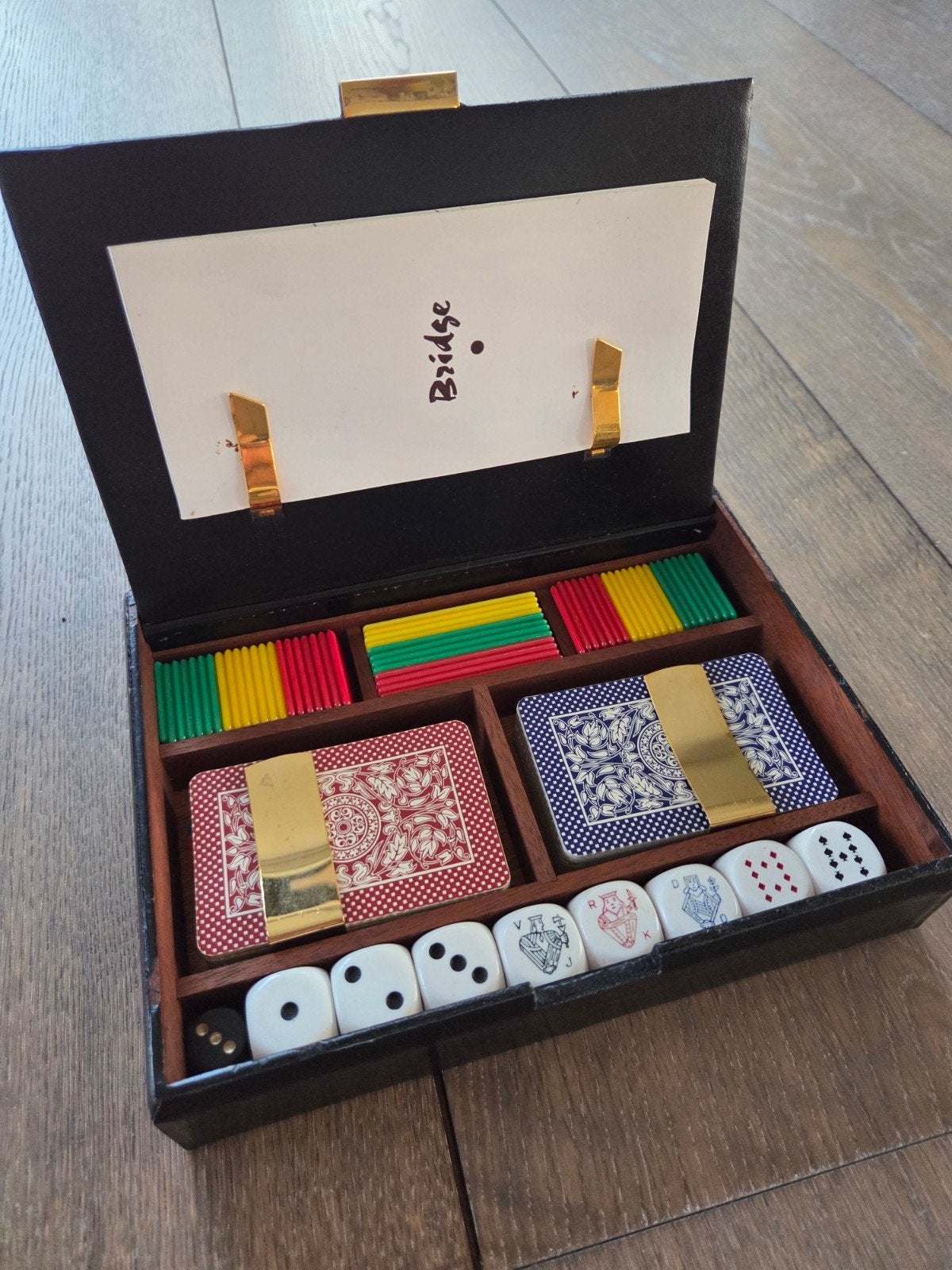 Luxe Vintage Longchamp Lederen Bridge- & Poker Spelset, Enlèvement, Noir