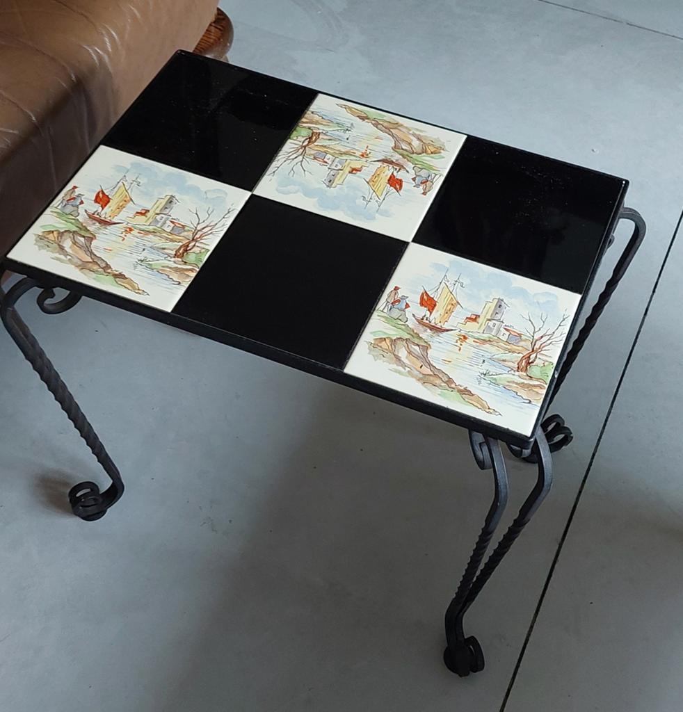 Table d'appoint avec pieds en fonte, Moins de 55 cm, Comme neuf, Enlèvement, Moins de 45 cm