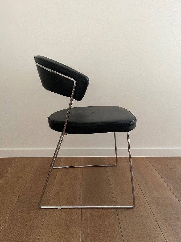 Calligaris New York stoelen – 6 stuks, Huis en Inrichting, Ophalen, Gebruikt, Zwart, Leer