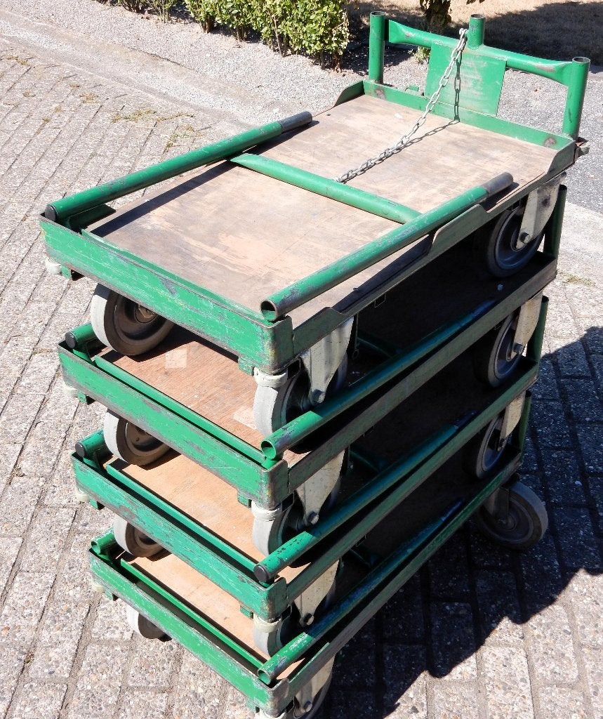 Oude industriële stalen transportwagens plateauwagens, Ophalen, Gebruikt, Transportkar