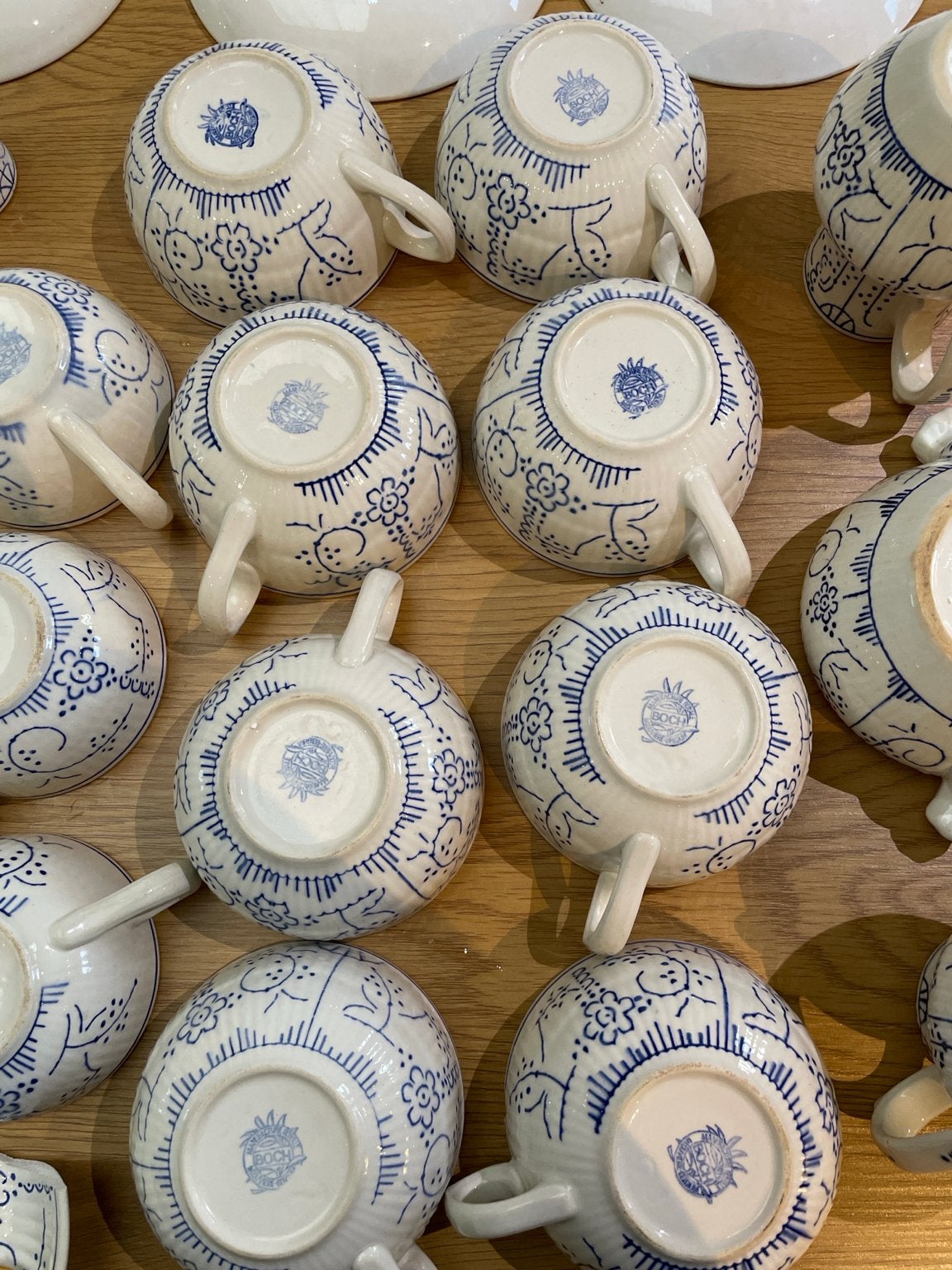 8 grote Boch Copenhagen kopjes – vintage Boch La Louvière, Ophalen