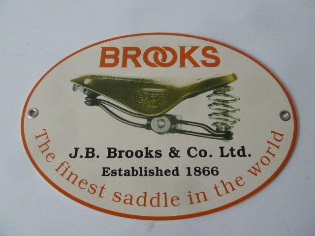 reclamebord BROOKS fiets zadel antieke fiets oldtimer, Verzamelen, Ophalen of Verzenden, Reclamebord