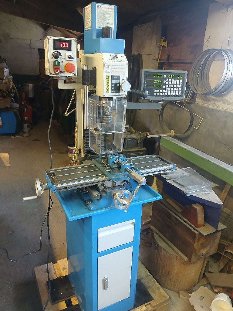 Hbm bf25 dro grote tafel freesmachine, Ophalen, Gebruikt, Elektrisch