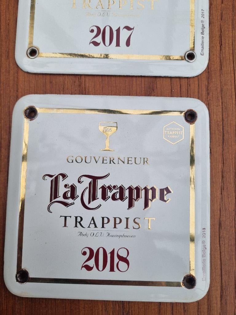 Geëmailleerd bordbier la Trappe 2018, Verzamelen, Ophalen of Verzenden, Gebruikt, Reclamebord, Plaat of Schild, La Trappe