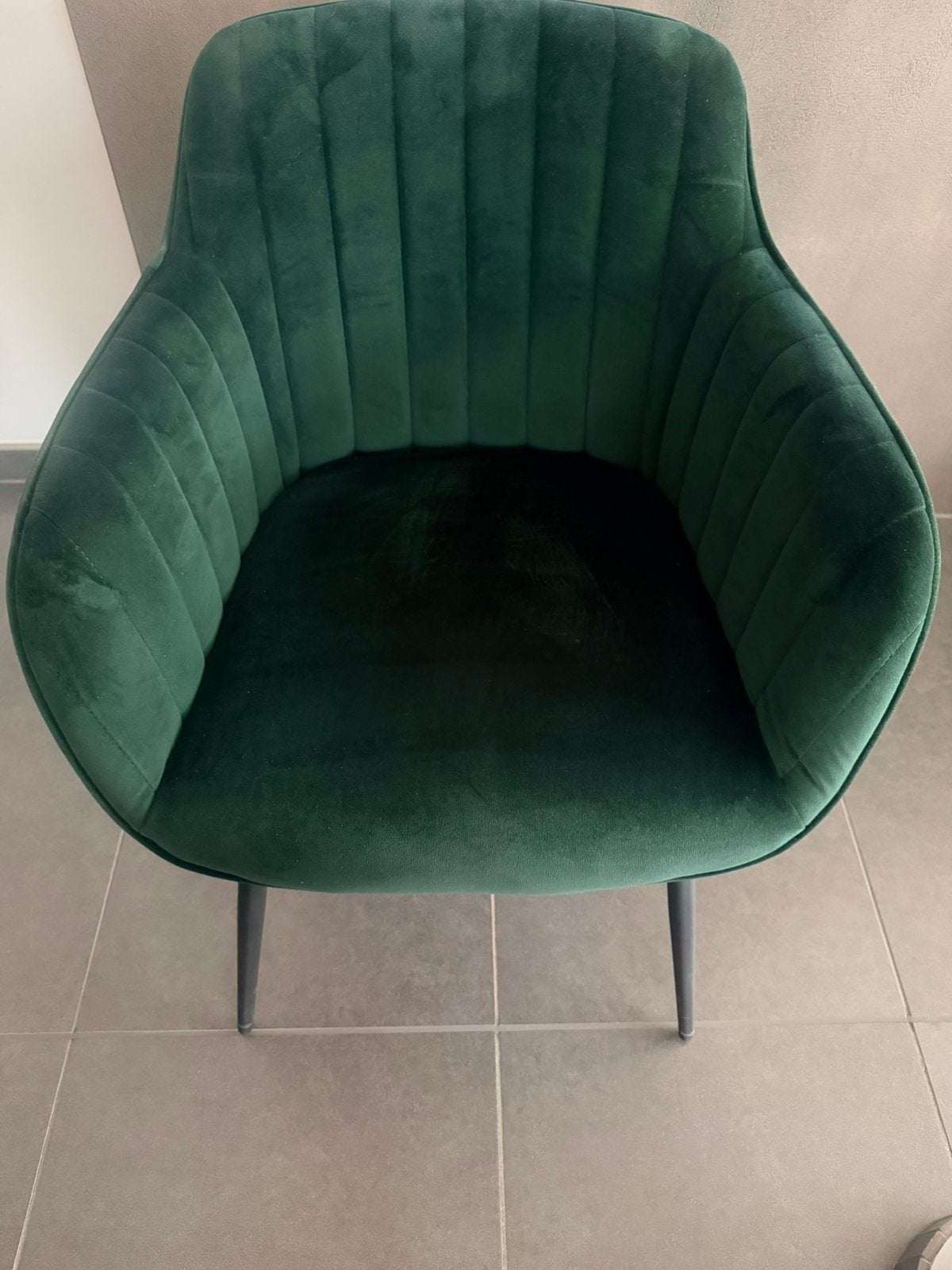 6 chaises en velours vert, Enlèvement, Comme neuf