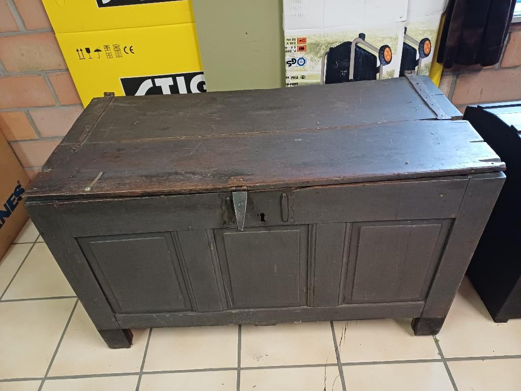 antieke houten koffer, Ophalen, Gebruikt