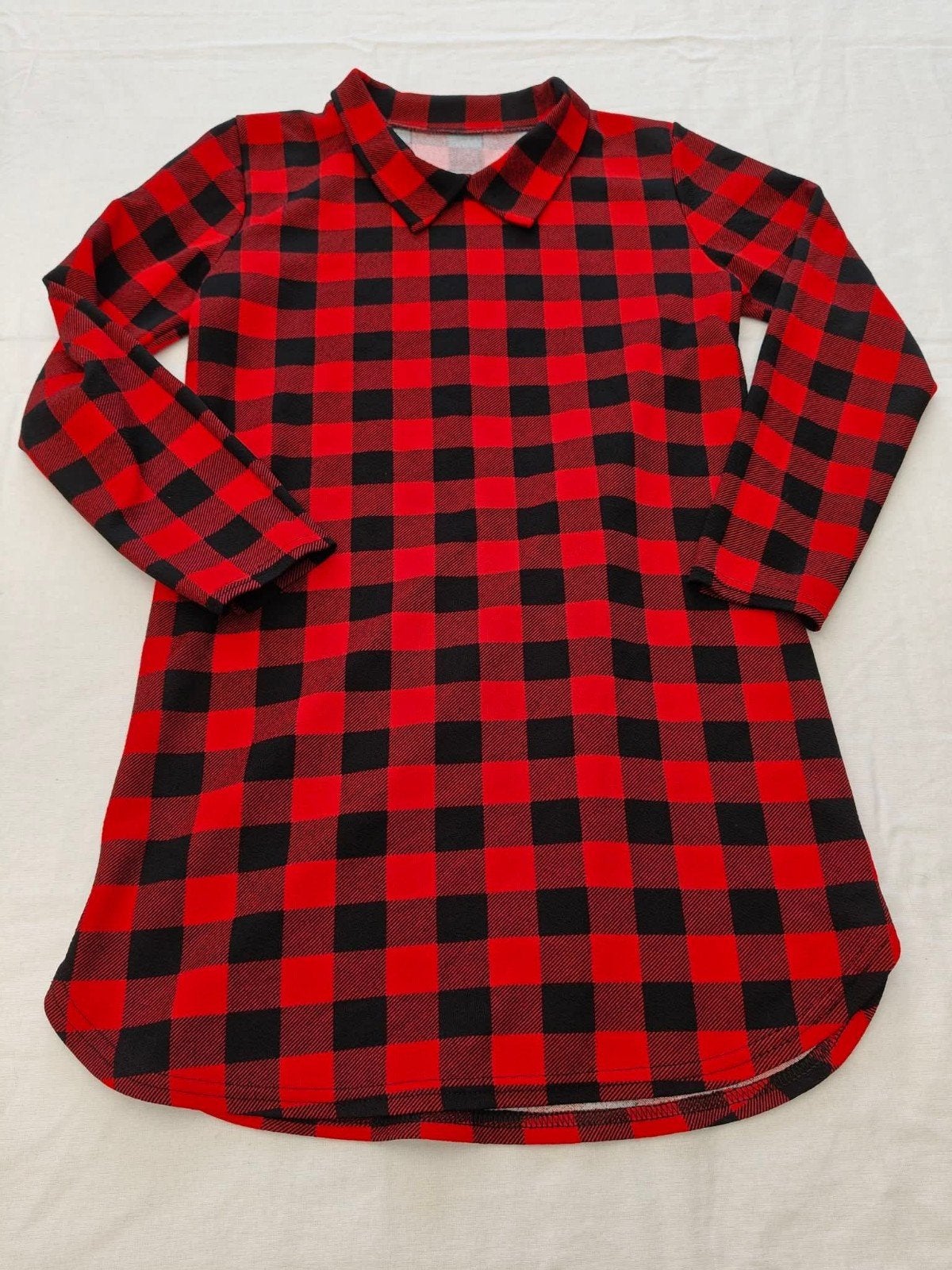 Haut long à carreaux rouge/noir – manches longues – Made in, Rouge, Enlèvement ou Envoi, Sans marque, Comme neuf