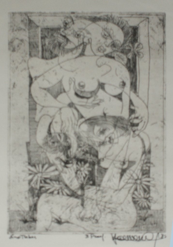 Joris Houwen (1925-1998): Erotiekes 1973 (45 x 65 cm), Enlèvement ou Envoi, Eau-forte, Signé