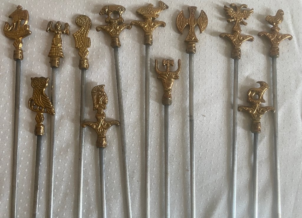 Set van 12 grote vintage spiesjes van 43 cm, Tuin en Terras, Ophalen, Zo goed als nieuw
