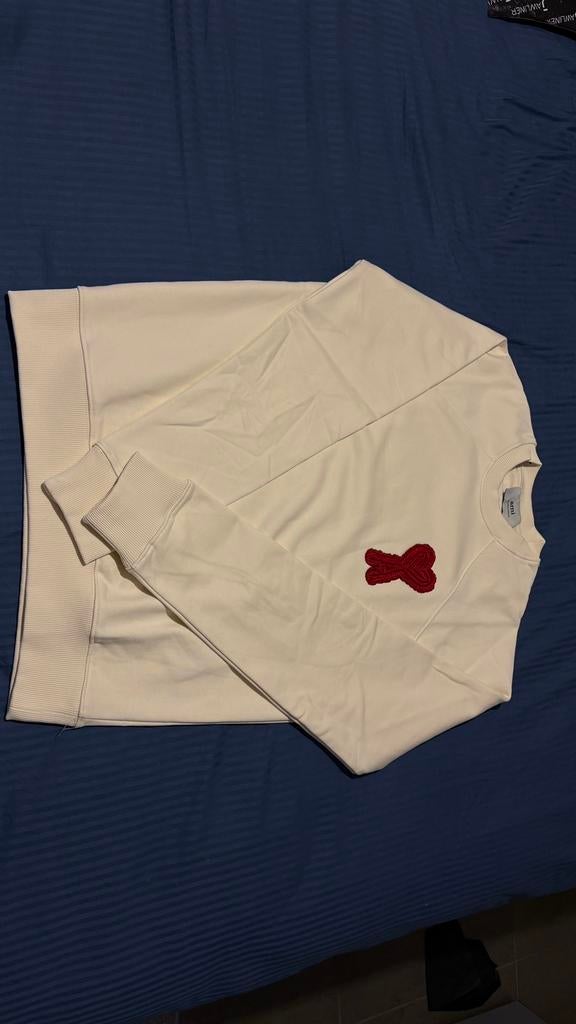 Ami Paris sweater / trui – wit crème met groot logo ️, Envoi, Comme neuf, Blanc
