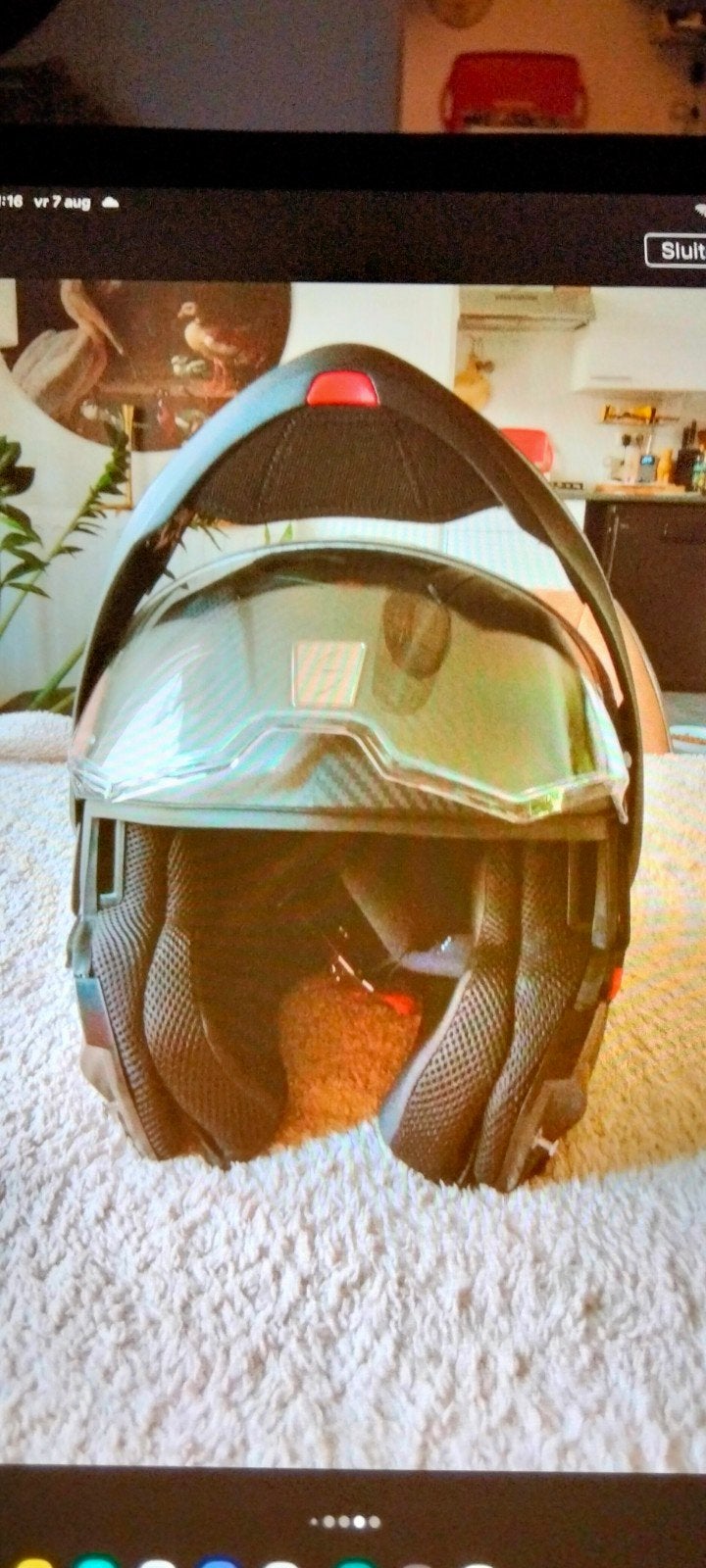 Carbon integraal motorhelm maat M zwart, Motoren, Ophalen, M, Integraalhelm